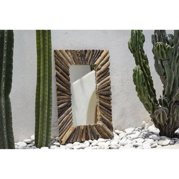 Wall Mirror – Handcrafted Driftwood Frame, Unique Natural Texture, Coastal Organic Design, M – Driftwood | Bazar Bizar Antwerp