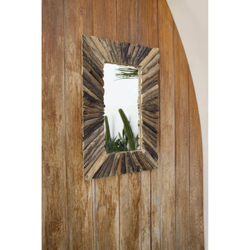 Wall Mirror – Handcrafted Driftwood Frame, Unique Natural Texture, Coastal Organic Design, M – Driftwood | Bazar Bizar Antwerp