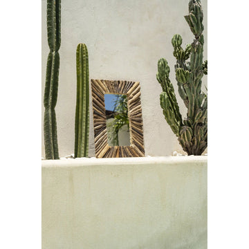 Wall Mirror – Handcrafted Driftwood Frame, Unique Natural Texture, Coastal Organic Design, M – Driftwood | Bazar Bizar Antwerp