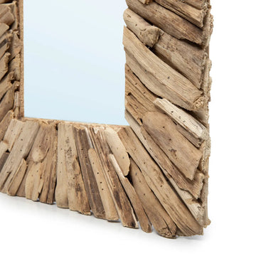 Wall Mirror – Handcrafted Driftwood Frame, Unique Natural Texture, Coastal Organic Design, M – Driftwood | Bazar Bizar Antwerp