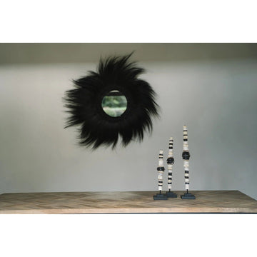Wall Mirror – Hand-Woven Rayung Grass Frame, Boho Statement Design, Natural Textured Surface, L – Simba | Bazar Bizar Antwerp