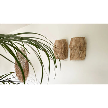 Wall Light - Braided Abaca, Natural Shade, Boho Style, S - Abaca | Bazar Bizar Antwerp