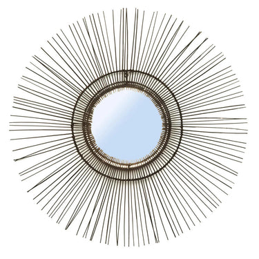 Wandspiegel – Handgeflochtener Rattanrahmen, Tropisches Insel Design, Rustikale natürliche Eleganz, L – Tropical | Bazar Bizar Antwerp