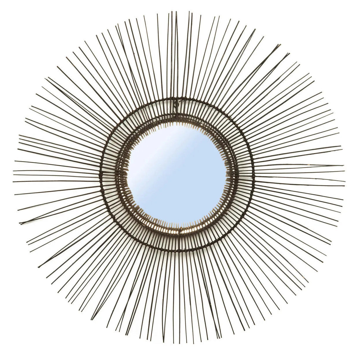 Spiegel – Rattan, Tropisches Design, Schwarzer Rahmen, L - Tropical | Bazar Bizar Antwerp