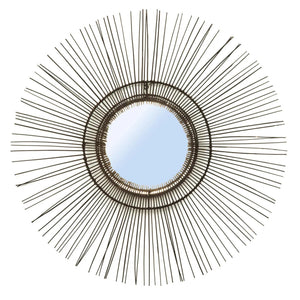 Spiegel – Rattan, Tropisches Design, Schwarzer Rahmen, L - Tropical | Bazar Bizar Antwerp