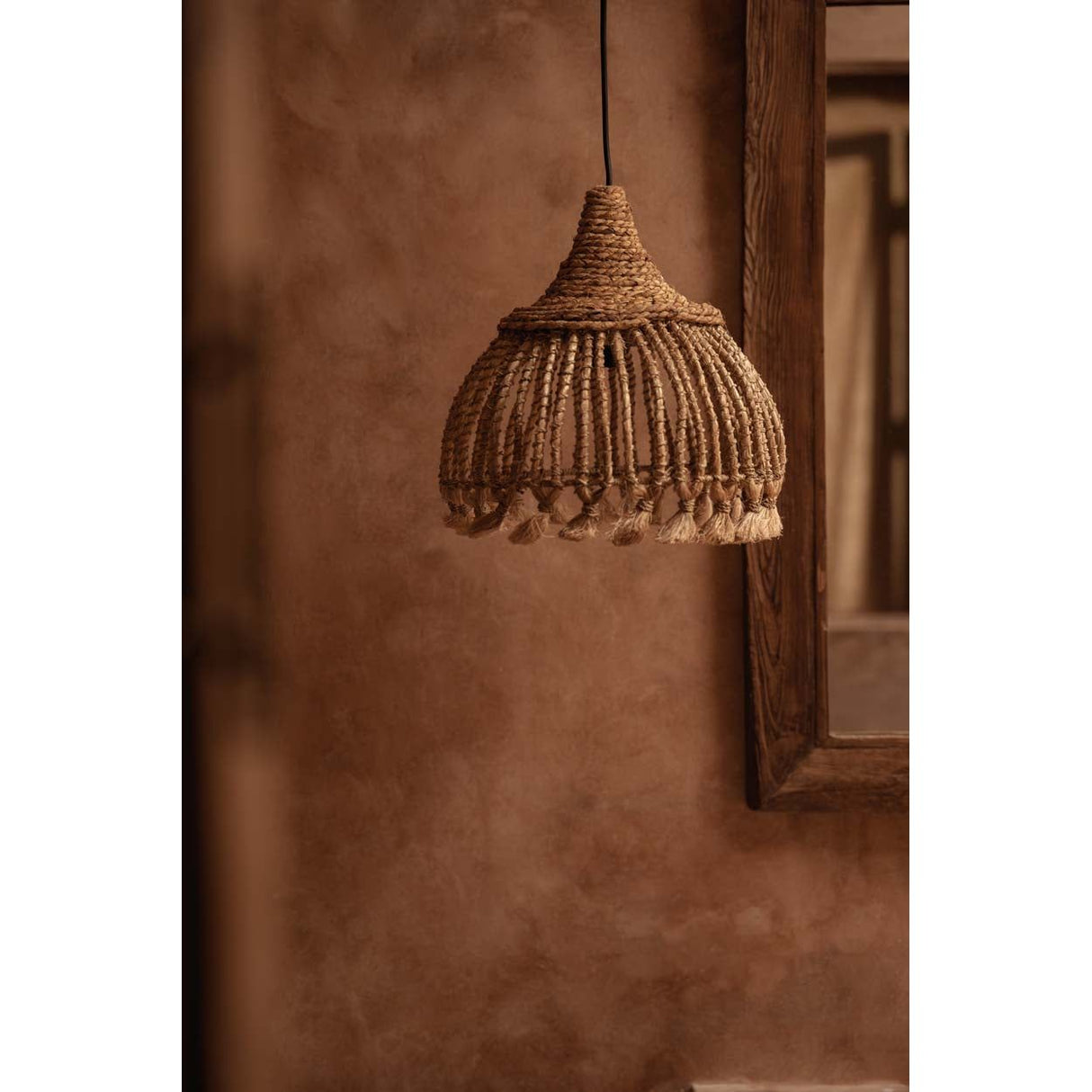 Pendelleuchte – Abacagras, Quastendesign, Naturfarbe, S - Tassel | Bazar Bizar Antwerp