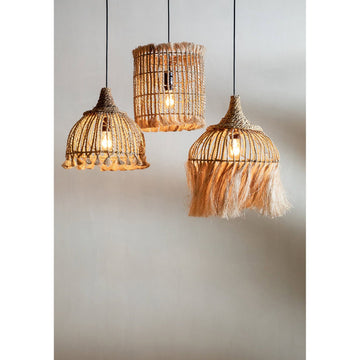 Pendant Lamp – Abaca Fringes, Tropical Design, Boho Style, S – Tassel | Bazar Bizar Antwerp