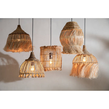 Pendant Lamp – Abaca Fringes, Tropical Design, Boho Style, S – Tassel | Bazar Bizar Antwerp