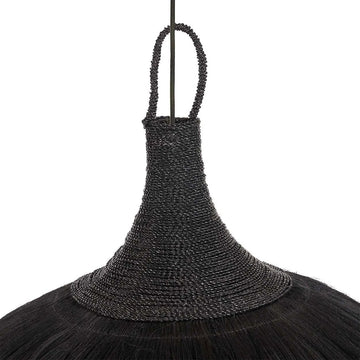 Pendant Lamp – Mendong Grass, Tropical Statement, Handcrafted Fringes, XL – Makiki | Bazar Bizar Antwerp
