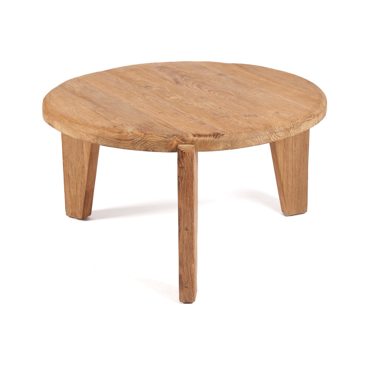 Couchtisch – Recyceltes Teakholz, Dreibein-Design, Natürliche Farbe, L – Wabi Sabi | Bazar Bizar Antwerp