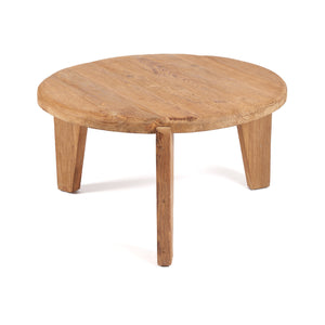 Couchtisch – Recyceltes Teakholz, Dreibein-Design, Natürliche Farbe, L – Wabi Sabi | Bazar Bizar Antwerp