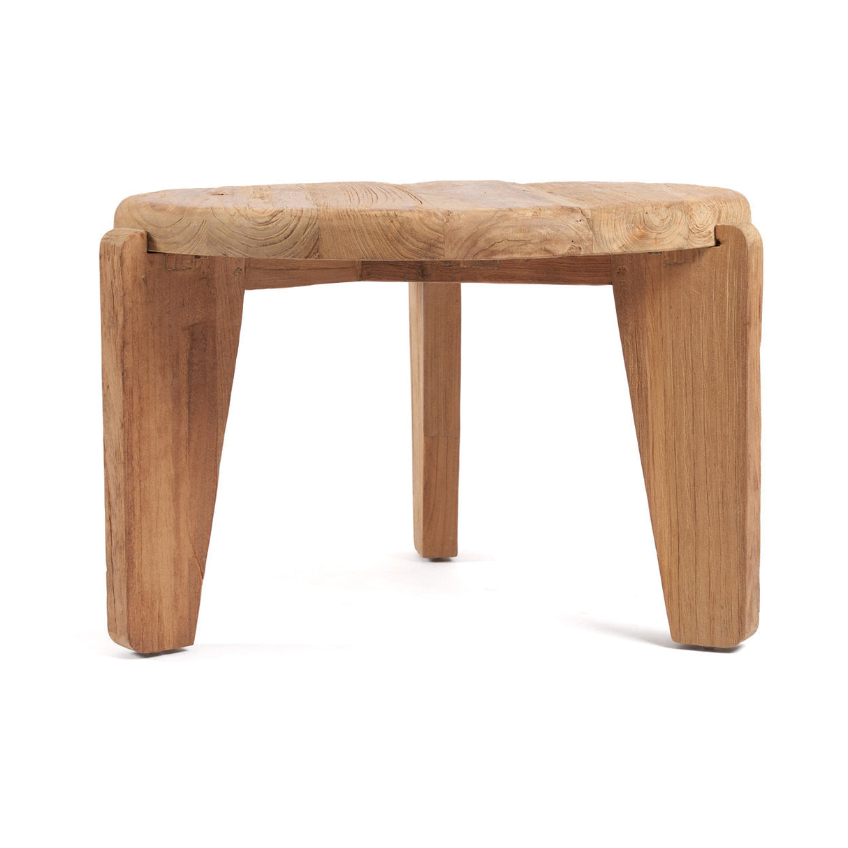 Couchtisch – Recyceltes Teakholz, Dreibein-Design, Natürliche Farbe, L – Wabi Sabi | Bazar Bizar Antwerp
