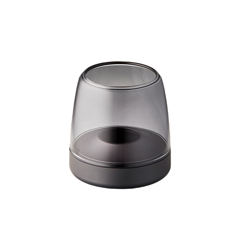 Kerzenhalter aus Glas und Aluminium mit modernem Design und LED-Kerzen-Kompatibilität, Rauchgrau – Glow 10 | Kooduu