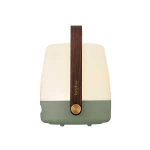 LED lamp in petroleum with dimmable warm white lighting, portable design, and wooden handle – Lite-Up | Kooduu