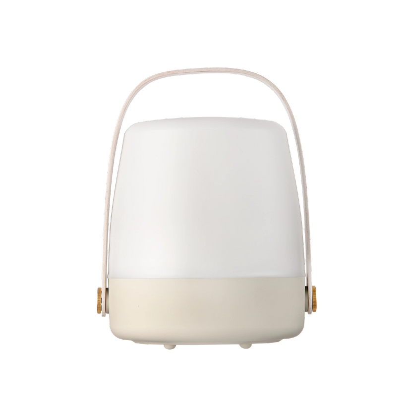 LED lamp in sand with dimmable warm white lighting, portable design and wooden handle – Lite-Up | Kooduu