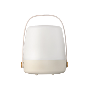LED lamp in sand with dimmable warm white lighting, portable design and wooden handle – Lite-Up | Kooduu