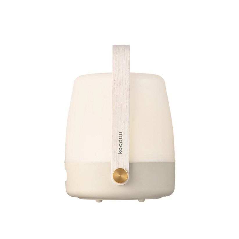 LED lamp in sand with dimmable warm white lighting, portable design and wooden handle – Lite-Up | Kooduu