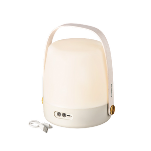 LED lamp in sand with dimmable warm white lighting, portable design and wooden handle – Lite-Up | Kooduu