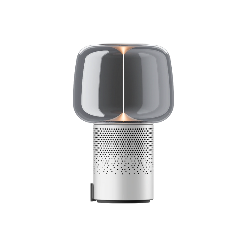 Lautsprecherleuchte aus pulverbeschichtetem Stahl mit handgefertigtem Glasschirm und Filament-LED – Serena PLAY | Kooduu