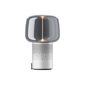 Lautsprecherleuchte aus pulverbeschichtetem Stahl mit handgefertigtem Glasschirm und Filament-LED – Serena PLAY | Kooduu