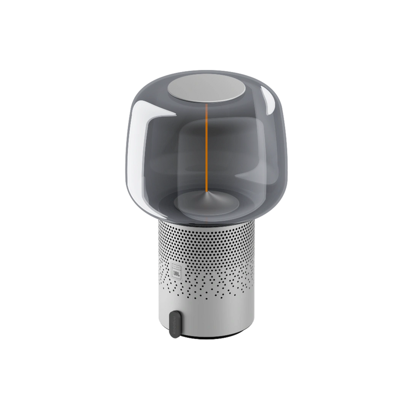 Lautsprecherleuchte aus pulverbeschichtetem Stahl mit handgefertigtem Glasschirm und Filament-LED – Serena PLAY | Kooduu