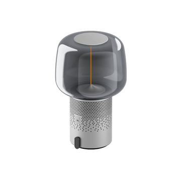 Lautsprecherleuchte aus pulverbeschichtetem Stahl mit handgefertigtem Glasschirm und Filament-LED – Serena PLAY | Kooduu