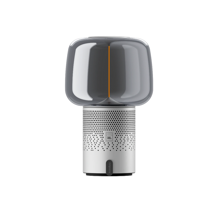 Lautsprecherleuchte aus pulverbeschichtetem Stahl mit handgefertigtem Glasschirm und Filament-LED – Serena PLAY | Kooduu