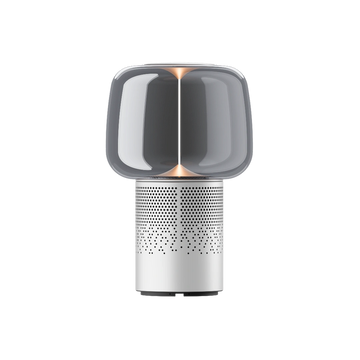 Lautsprecherleuchte aus pulverbeschichtetem Stahl mit handgefertigtem Glasschirm und Filament-LED – Serena PLAY | Kooduu