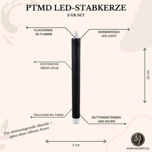 LED-Stabkerzen mit beweglicher Flamme, 15 cm hoch | PTMD