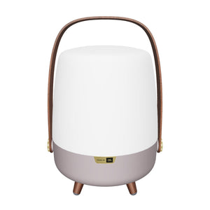 Speaker light with polyethylene housing, wooden handle, and brass accents – Lite-up PLAY Mini | Kooduu