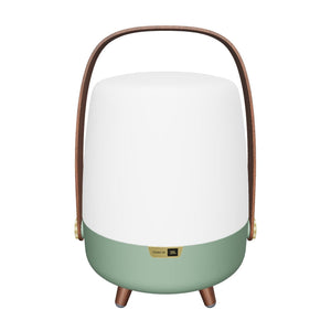 Lautsprecherleuchte aus Polyethylen mit Holzgriff und Messingakzenten - Lite-up Play Mini | Kooduu