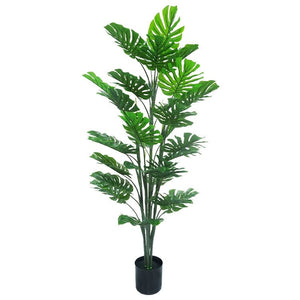 Kunstpflanze – Kunststoffmaterial, Tropisches Design, Geteiltes Blattdesign - Monstera | NeverLeafs