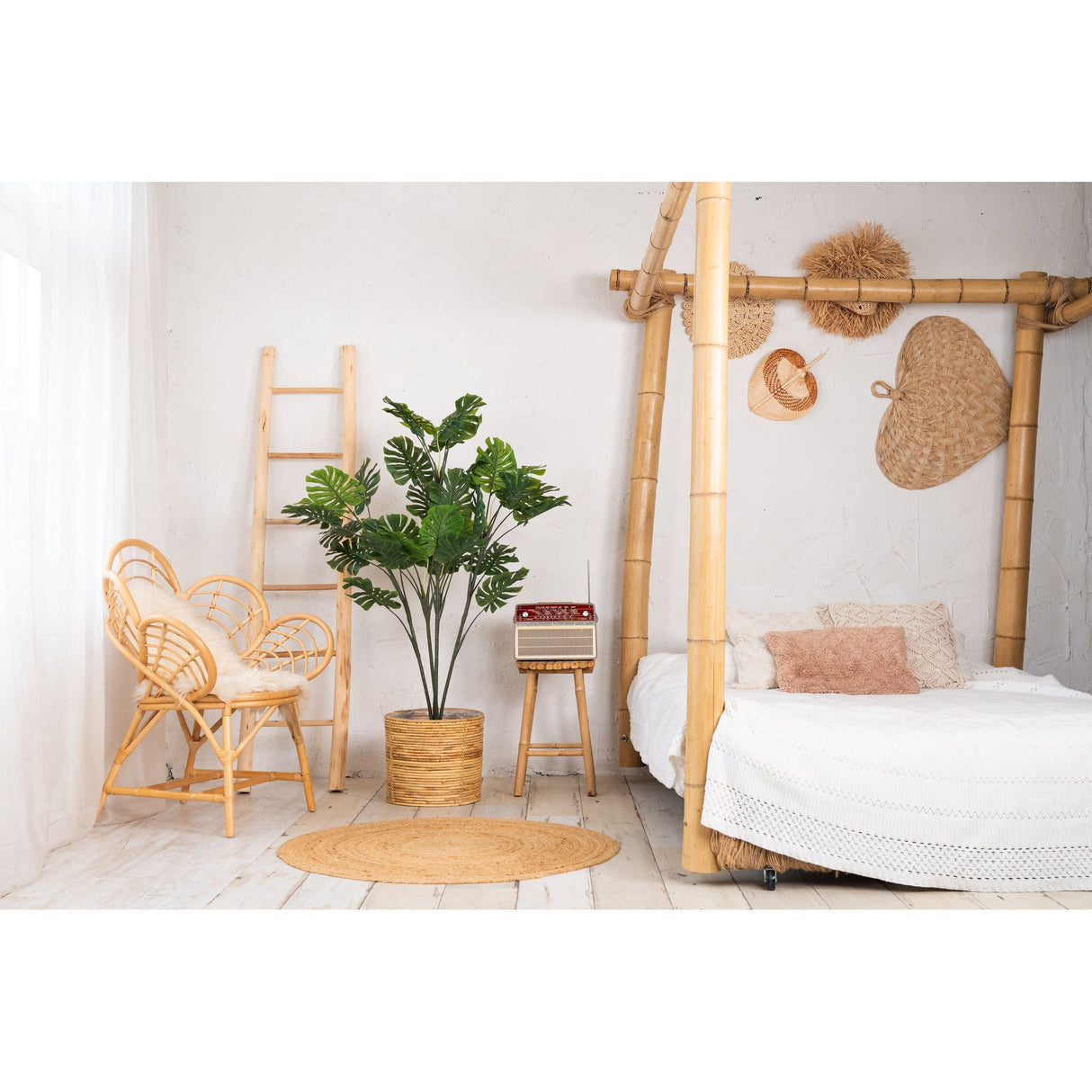 Kunstpflanze – Kunststoffmaterial, Tropisches Design, Geteiltes Blattdesign - Monstera | NeverLeafs