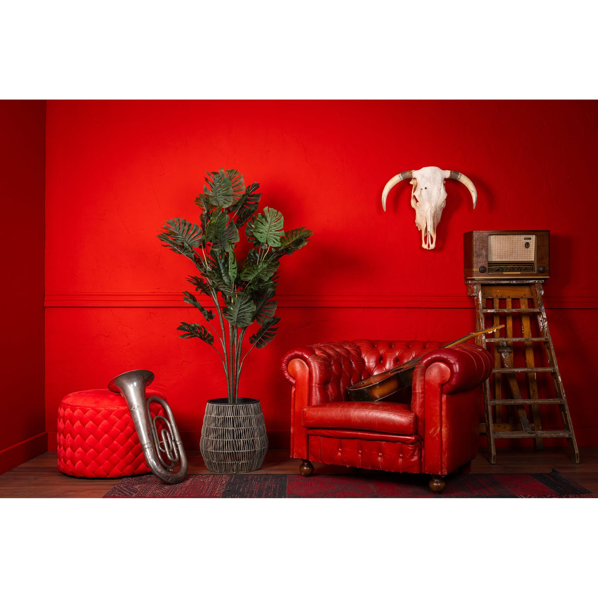 Kunstpflanze – Kunststoffmaterial, Tropisches Design, Geteilte Blätter - Monstera | NeverLeafs