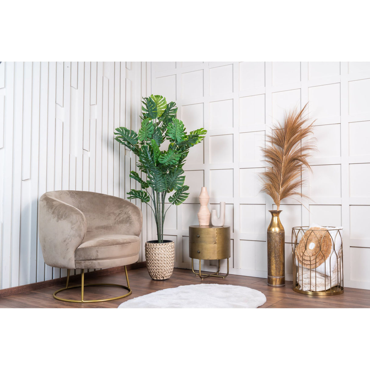 Kunstpflanze – Kunststoffmaterial, Tropisches Design, Geteilte Blätter - Monstera | NeverLeafs