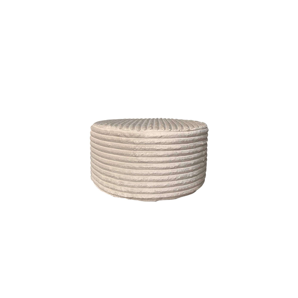 Stool - Round Design, Beige Upholstery, Soft Shape - Tilia | Starfurn