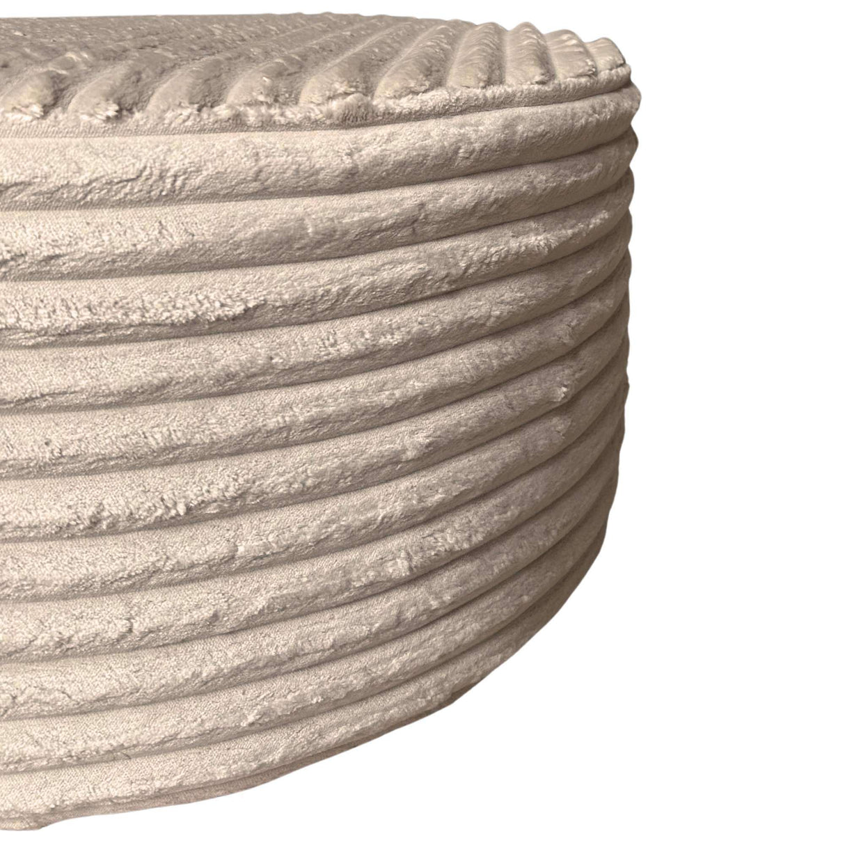 Stool - Round Design, Beige Upholstery, Soft Shape - Tilia | Starfurn