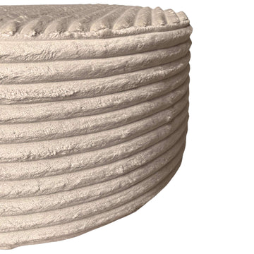 Stool - Round Design, Beige Upholstery, Soft Shape - Tilia | Starfurn