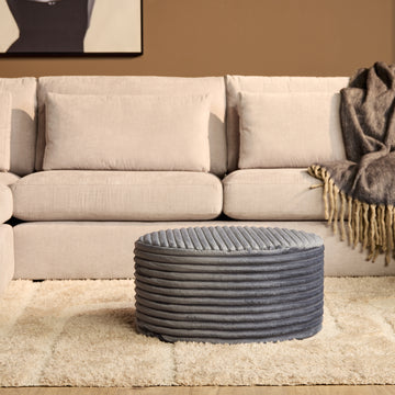 Stool - Round Shape, Fabric Cover, Versatile Use - Tilia | Starfurn
