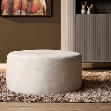 Stool - Round, Adore 102 Upholstery, Cream Color, Stylish Design | Starfurn