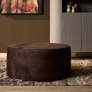 Hocker – Rundform, Braunbezug, Polsterdesign | Starfurn