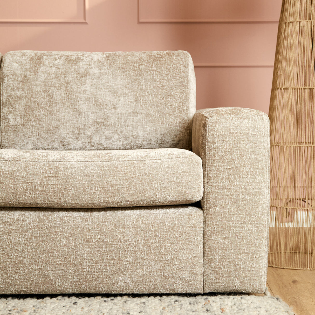 Corner Sofa – Left Chaise, 2.5-Seater, Trenza Fabric, Rounded Corners – Alma | Starfurn