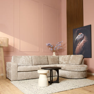 Corner sofa - 2.5-seater, Rounded Divan, Trenza Fabric – Alma | Starfurn