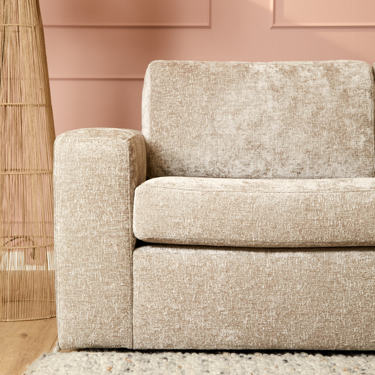 Corner sofa - 2.5-seater, Rounded Divan, Trenza Fabric – Alma | Starfurn