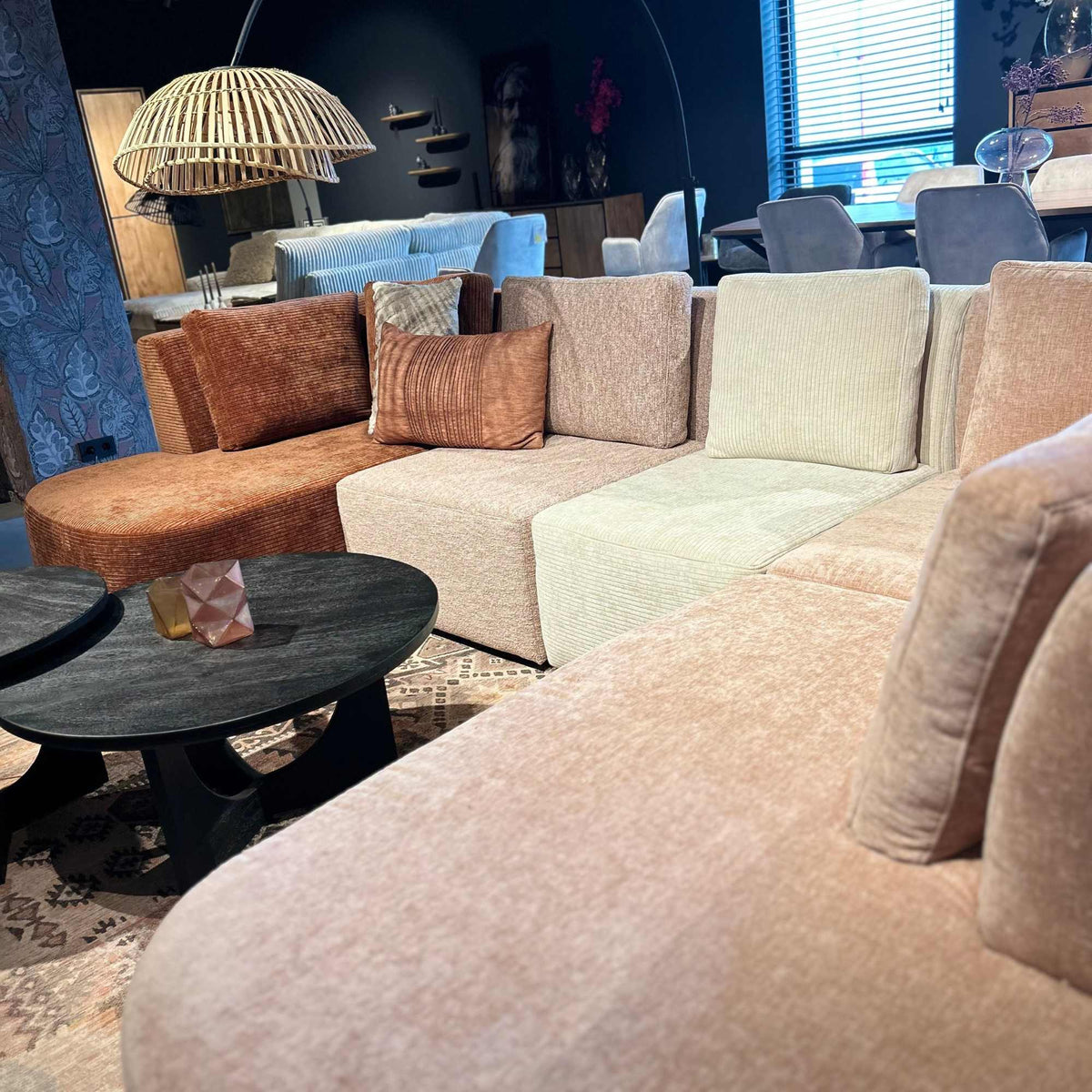 Sofa - Fabric upholstery, U-shaped, Multicolored - Blocks | Starfurn