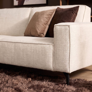 Ecksofa - Stoff Beige, Linke Ottomane, Moderne Linien, 285 cm – Floris | Starfurn