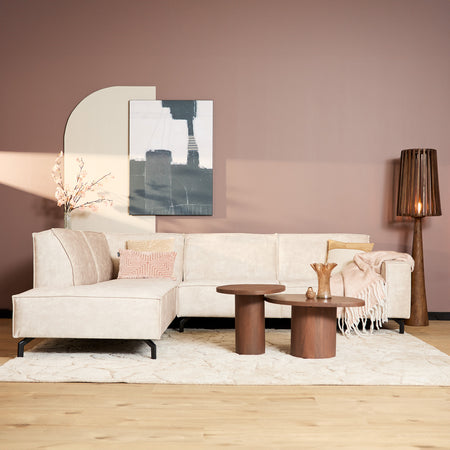 Ecksofa – Beiger Samt, Linke Ottomane, Moderne Linien, 285 cm - Floris | Starfurn image