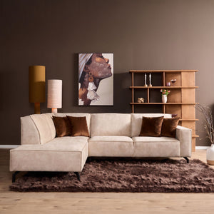 Corner Sofa – Left Chaise, Velvet Upholstery, Beige – Floris | Starfurn
