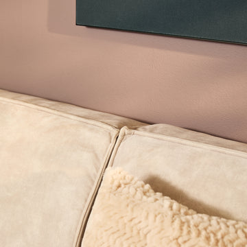 Corner Sofa – Left Chaise, Velvet Upholstery, Beige – Floris | Starfurn