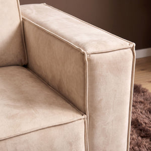 Corner Sofa – Left Chaise, Velvet Upholstery, Beige – Floris | Starfurn